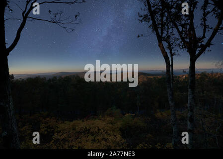 Starry night milky way in Georgia Mountains just after the blue hour Stock Photo