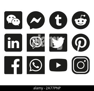 18, October, 2019. Minsk, Belarus. Social networks icons. Vector illustration, flat design Stock Vector