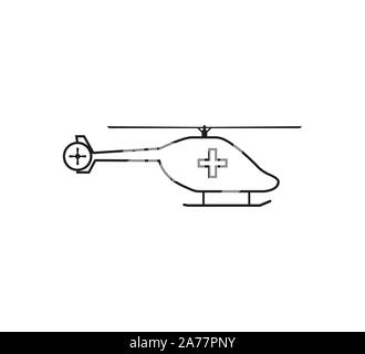 Medical Helicopter icon. Vector illustration, flat design. Stock Vector