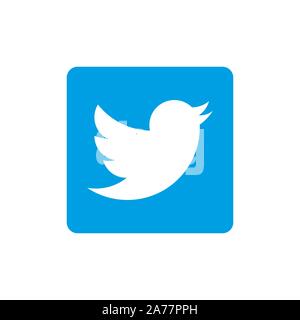 18, October, 2019. Minsk, Belarus. Social networks, twitter icon. Vector illustration, flat design Stock Vector