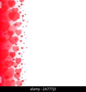 Valentines Day background with scattered blurred hearts Stock Vector