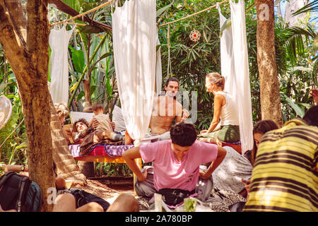 Arambol in Goa, India, February 1, 2019: Garden of Dreams local popular touristic restaurant Stock Photo