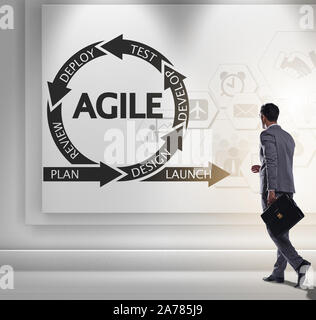 The businessman in agile software development concept Stock Photo