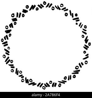 Simple basic doodle Hand Drawn Round Isolated Ink Frame. Pen strokes and lines. Stock Photo