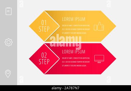 Vector infographic flat template. Rhombus with label for two diagrams, graph, flowchart, timeline, marketing, presentation. Business concept with 2 Stock Vector