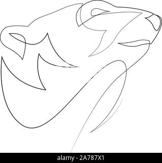 One line polar bear design silhouette. Hand drawn minimalism style. Vector illustration Stock Vector