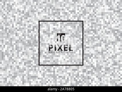 Abstract gray squares pixels pattern seamless background. Mosaic geometric template. Vector illustration Stock Vector