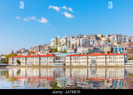 Turkish University building and the Cihangir Mosque, Istanbul Stock Photo