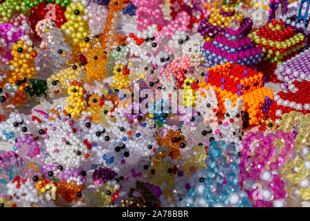 products from beads. hand made. hobbies for women. beads texture. Stock Photo