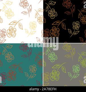 Beautiful cartoon pattern with flowers. Colorful geometric background. Seamless vector tile pattern. Abstract repeat background. Seamless texture Stock Vector