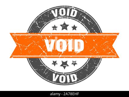 void round stamp with orange ribbon. void Stock Vector