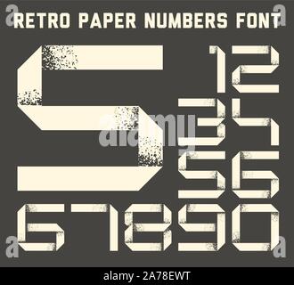 Numbers font made from white grunge paper stripe Stock Vector