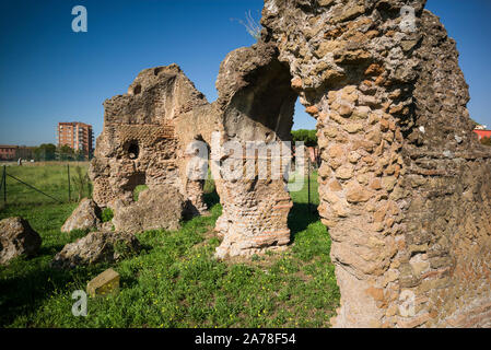 Rome. Italy. Parco degli Acquedotti, remains of the ancient Roman Villa delle Vignacce. Stock Photo