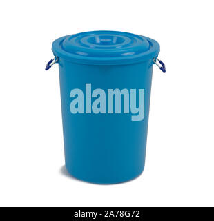 Big plastic bucket with handles for water and other liquids isolated on white background Stock Photo