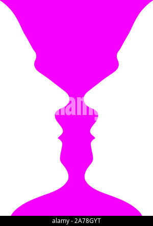 Narcissism mental disorder and Rubin vase, optical illusion, Stock Photo