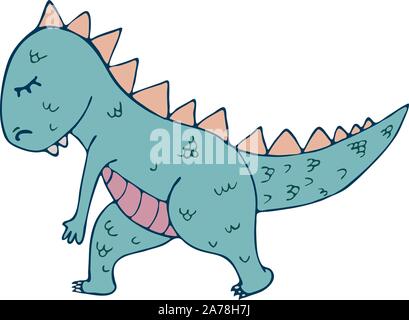 Dinosaur in yoga asanas, hand drawn vector illustration Stock Vector