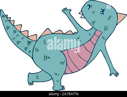 Dinosaur in yoga asanas, hand drawn vector illustration Stock Vector