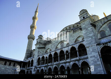 Scenic view of famous Sultan Ahmed Blue Mosque, Istanbul, Turkey. Stock Photo