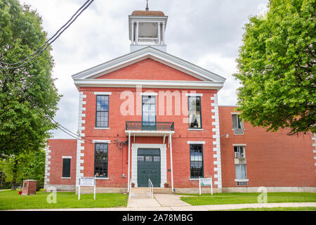 Rolla, Missouri, USA. May 12, 2019. The Old Phelps County Courthouse located in Rolla. It is a greek revival style brick building with two floors. Stock Photo