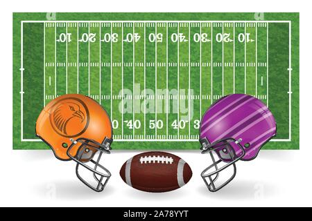 American Football Field with Ball Stock Vector