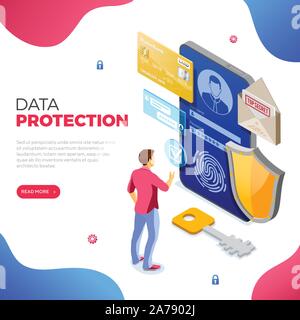 Computer Internet and Personal Data Security Stock Vector