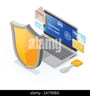 Computer Internet and Personal Data Security Stock Vector