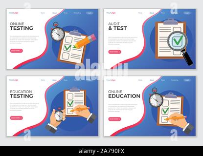 Education Test Landing Page Template Stock Vector