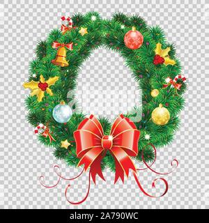 Christmas Wreath with Bow Stock Vector