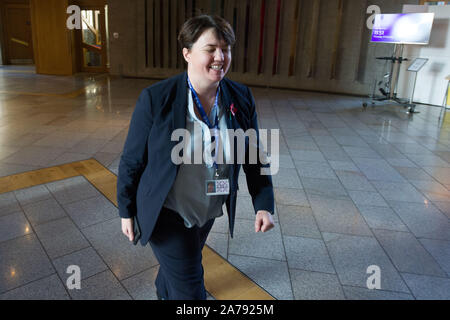 Edinburgh, UK. 31st Oct, 2019. Edinburgh, 31 October 2019. Pictured: Ruth Davidson MSP - Former Leader of the Scottish Conservatives and Unionist Party. Weekly session of First Ministers Questions at the Scottish Parliament. Credit: Colin Fisher/Alamy Live News Stock Photo
