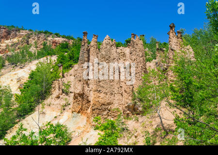 Rock structure 'Djavolja Varos' made by strong erosion (Devil's town) near Kursumlija on south Serbia. It was nominee for new seven natural wanders li Stock Photo