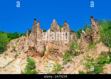 Rock structure 'Djavolja Varos' made by strong erosion (Devil's town) near Kursumlija on south Serbia. It was nominee for new seven natural wanders li Stock Photo