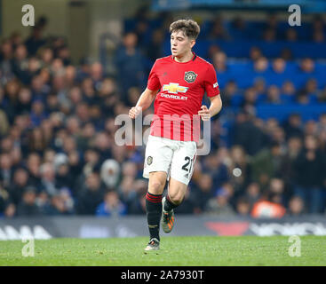 LONDON, UNITED KINGDOM. OCTOBER 30 Manchester United's Daniel James during Carabao Cup Fourth Round between Chelsea and Manchester United at Stanford Stock Photo