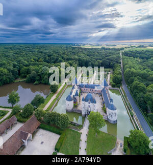 France, Loiret, Chilleurs aux Bois, Chateau de Chamerolles Park and Gardens (aerial view) //  France, Loiret (45),