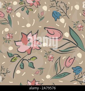 Trees with no leaves. Continuous Pattern. Partly Seamless. Vector Illustration Stock Vector