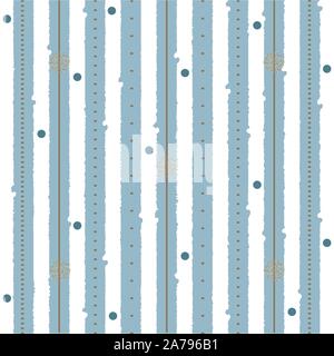 Cute Pattern with blue stripes and golden elements. Vector Illustration Stock Vector