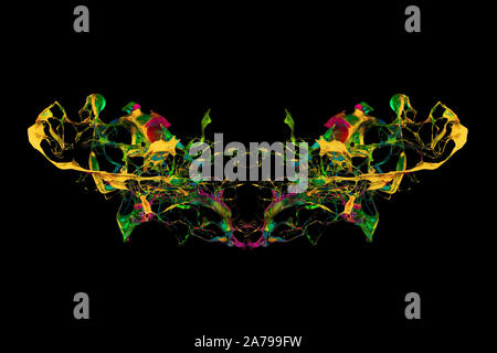 abstract color splash or explosion of colored paints isolated on black background Stock Photo