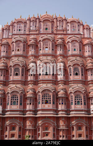 The Hawa Mahal or Palace of Winds in Jaipur, Rajasthan, India is one of the must sees for tourists. Stock Photo