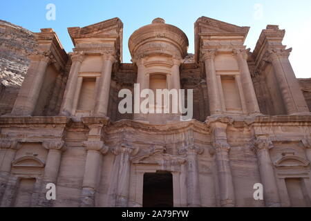 The monastry in the ancient city of Petra in Jordan Stock Photo