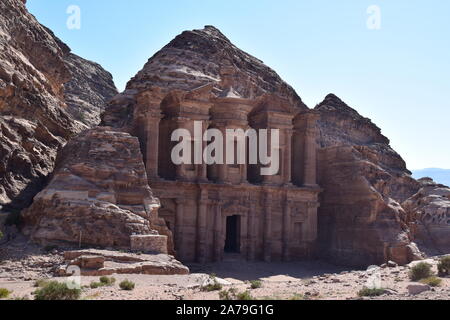 The monastry in the ancient city of Petra in Jordan Stock Photo