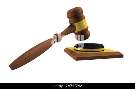 Judge hammer made of wood isolated on white background
