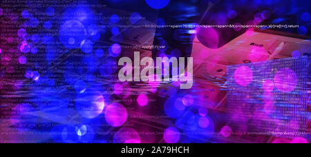 Blue binary code as background Stock Photo