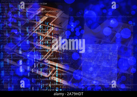 Blue binary code as background Stock Photo