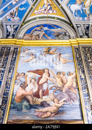 Il Trionfo di Galatea (The Triumph of Galatea) (1511-1512)  by Raphael (1483 - 1520) in the Loggia of Galatea of Villa Farnesina - Rome, Italy Stock Photo