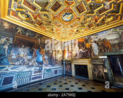 The Room of the Marriage of Alexandes the Great and Roxanne in villa Farnesina frescoed by Giovanni Antonio Bazzi known as Il Sodoma (1519) - Roma, Italy Stock Photo