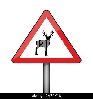 triangular warning sign deer wildlife vector illustration EPS10 Stock Vector