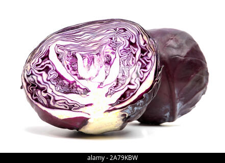 Fresh red cabbage isolated on white background Stock Photo
