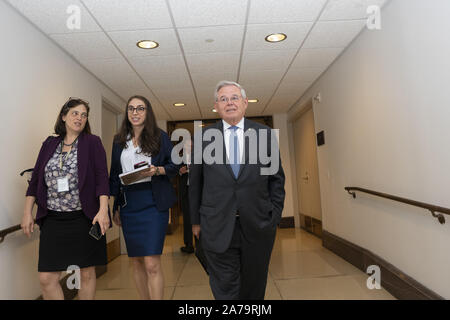 Washington, District of Columbia, USA. 30th Oct, 2019. United States Senator Bob Menendez (Democrat of New Jersey) leaves a closed-door briefing on Syria at the U.S. Capitol in Washington, DC, U.S. on October 30, 2019. Credit: Stefani Reynolds/CNP/ZUMA Wire/Alamy Live News Stock Photo