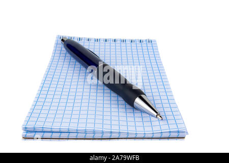Automatic pen, notebook, on a white background close-up. Stock Photo