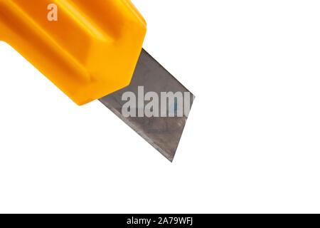 Knife for cutting paper on a white background close-up. Stock Photo