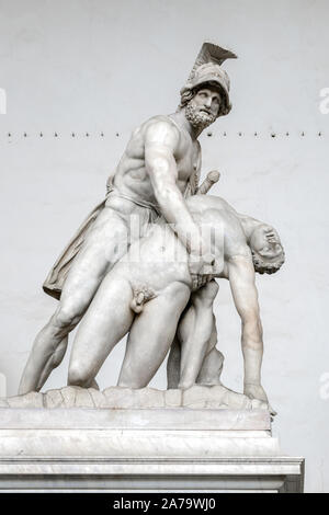 FLORENCE, TUSCANY/ITALY - OCTOBER 19 : Statue of Menelaus holding the body of Patroclus, Loggia dei Lanzi, Florence on October 19, 2019 Stock Photo